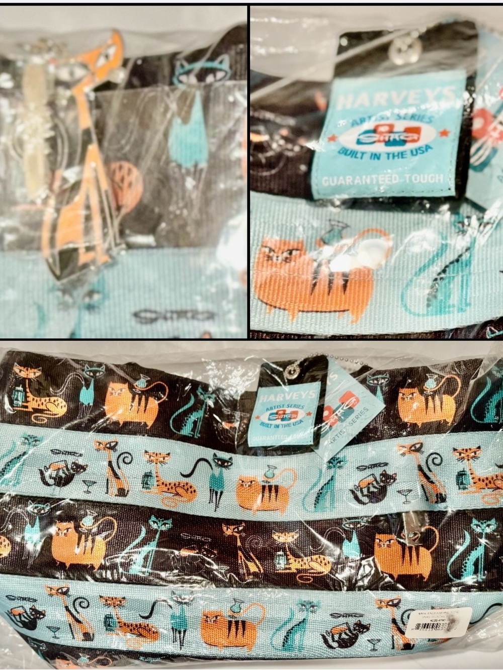 Harveys Seatbelt Shag Cocktail Cats mini streamline tote / SOLD OUT / NEW sealed